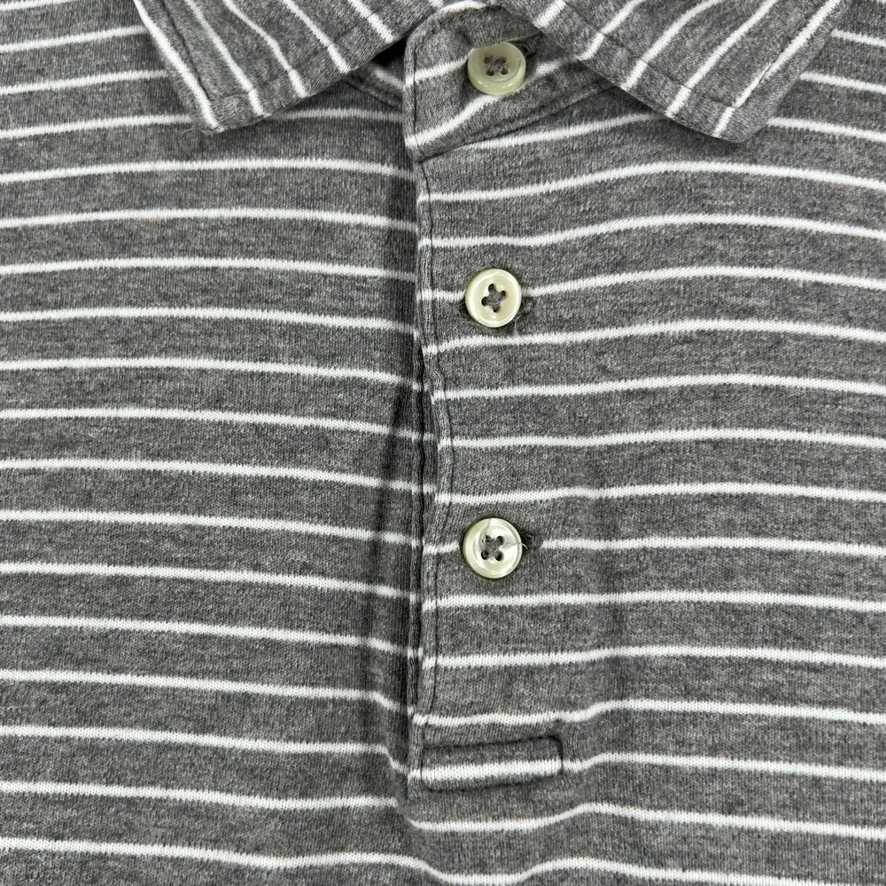 Polo Ralph Lauren Shirt Mens Large Gray Striped Short Sleeve Classic Fit Golf